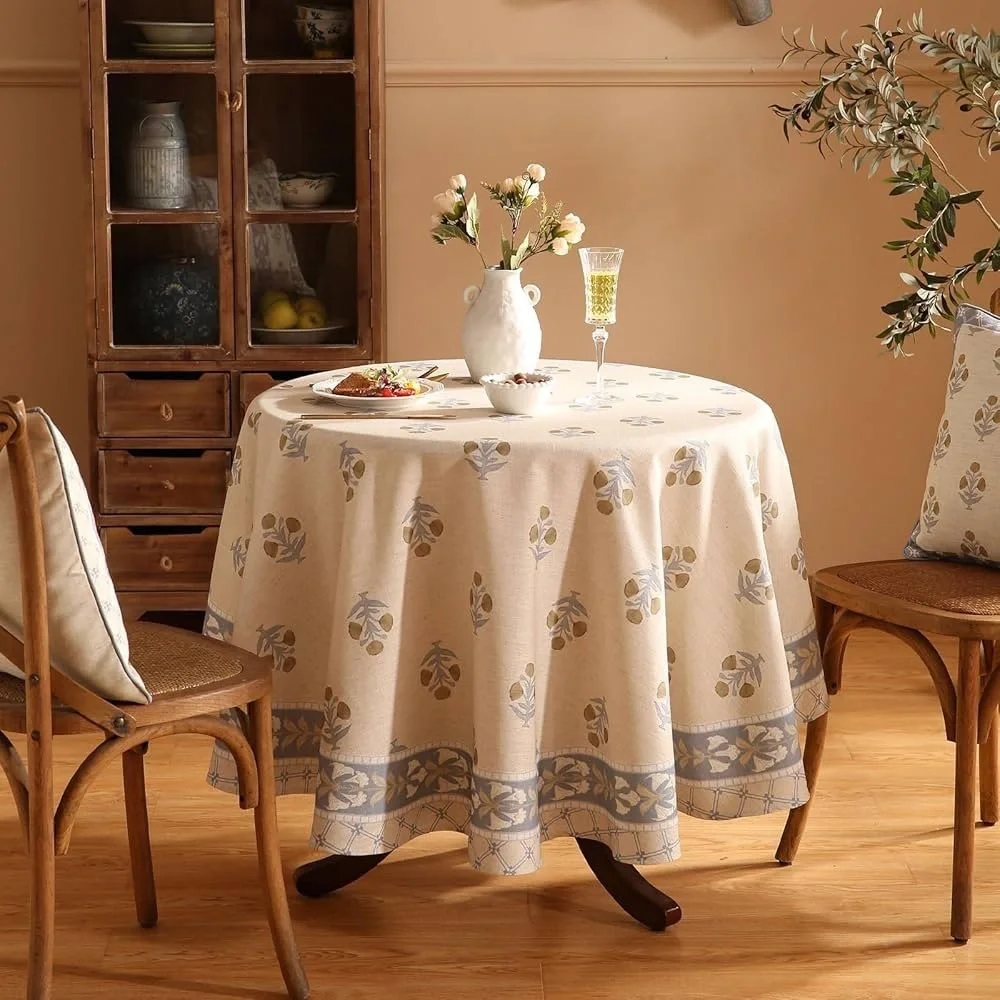 Patdrea Design Beige Tablecloth Round Tables,Rustic Floral Table Cover Cloth67